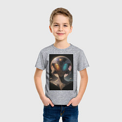 Футболка хлопковая детская Космос: путешественник с далеких планет, цвет: меланж — фото 2