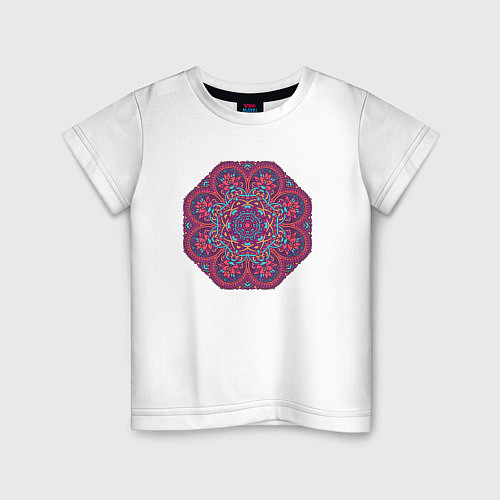 Детская футболка Мандала, этнический узор калейдоскоп / Белый – фото 1