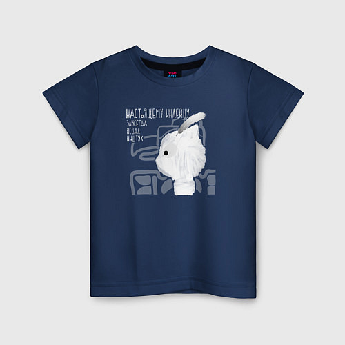 Детская футболка Кот индеец на черном / Тёмно-синий – фото 1