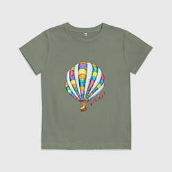 Футболка хлопковая детская Яркий воздушный шар, цвет: авокадо