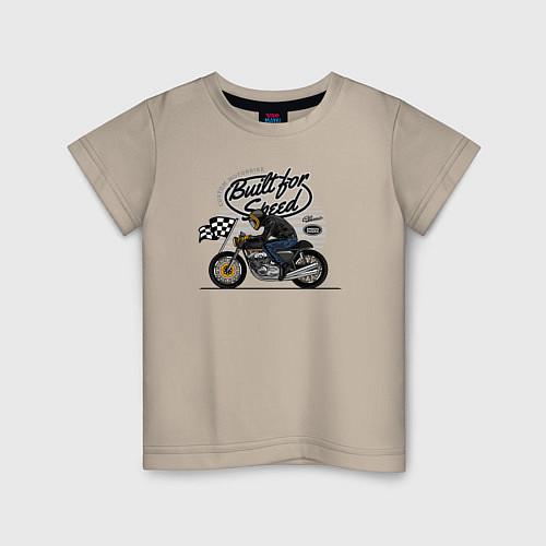 Детская футболка Мотогонки мотоциклист / Миндальный – фото 1