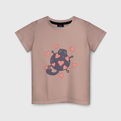 Детская футболка Мартовский котик в любви / Пыльно-розовый – фото 1