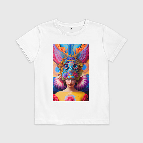 Детская футболка Girl in an art helmet - neural network / Белый – фото 1