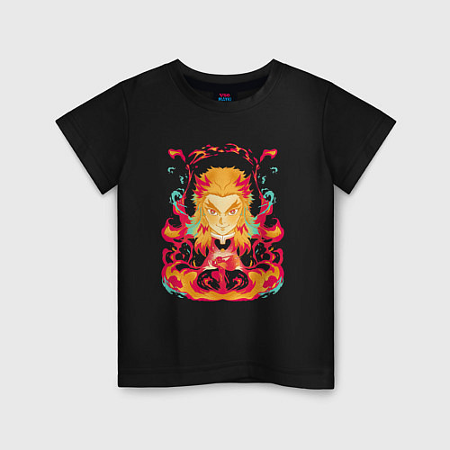 Детская футболка Ренгоку истребитель демонов / Черный – фото 1