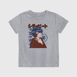 Футболка хлопковая детская Девочка японка в наушниках, цвет: меланж