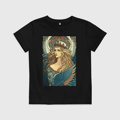 Детская футболка Царевна-Лебедь - нейросеть / Черный – фото 1