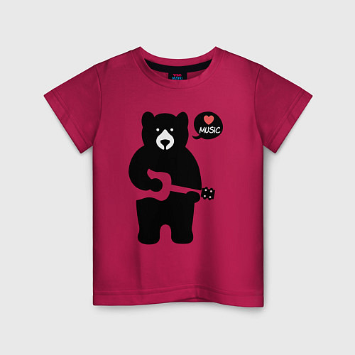 Детская футболка Мишка любит музыку / Маджента – фото 1