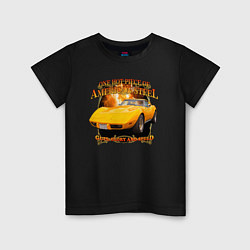 Футболка хлопковая детская Американский маслкар Chevrolet Corvette Stingray, цвет: черный