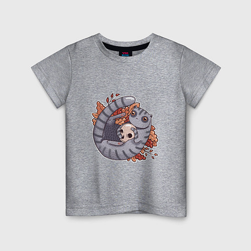 Детская футболка Осенний котик-енотик / Меланж – фото 1
