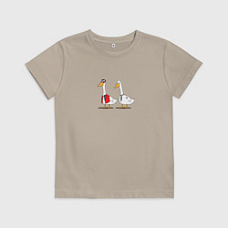 Футболка хлопковая детская Бойцоский гусь, цвет: миндальный