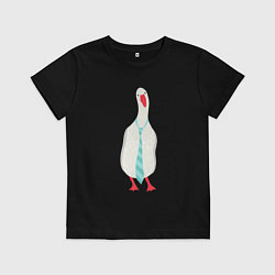 Футболка хлопковая детская Гусь в галстуке, цвет: черный
