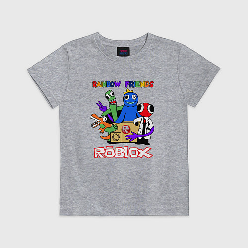 Детская футболка Радужные друзья - монстры Роблокс / Меланж – фото 1