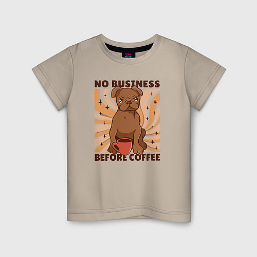 Детская футболка No business before coffee / Миндальный – фото 1