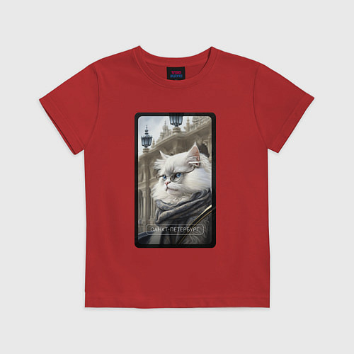 Детская футболка Санкт-Петербург котик / Красный – фото 1