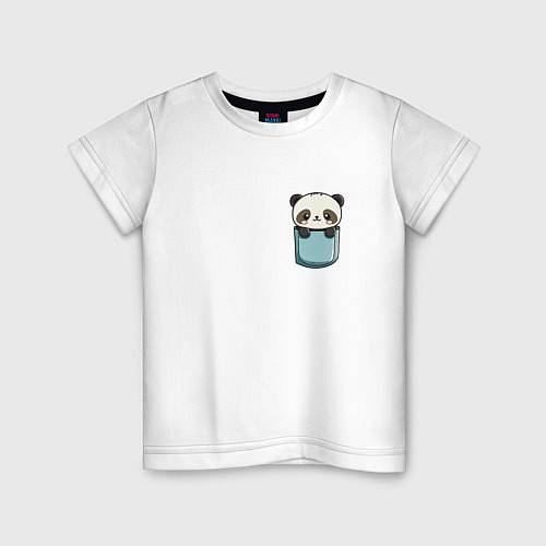 Детская футболка Панда в кармашке / Белый – фото 1