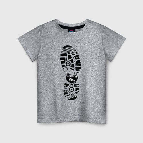 Детская футболка Туристический ботинок / Меланж – фото 1