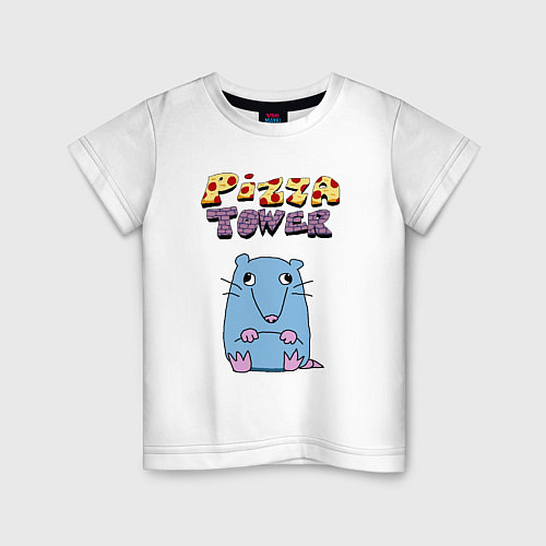 Детская футболка Глупая Крыса из Pizza Tower / Белый – фото 1