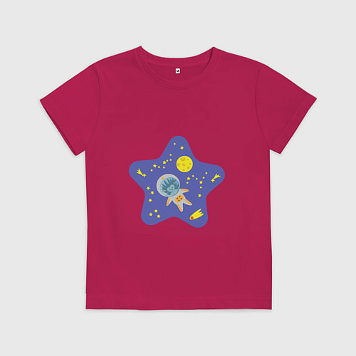 Детская футболка Ежик в космосе / Маджента – фото 1