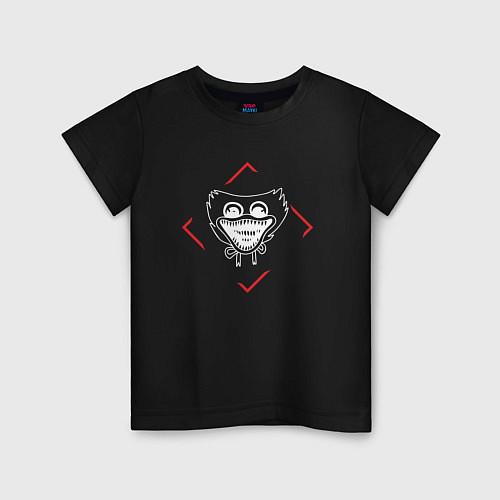 Детская футболка Символ Poppy Playtime в красном ромбе / Черный – фото 1