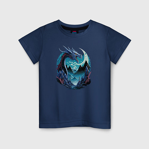 Детская футболка Дракон в горах / Тёмно-синий – фото 1