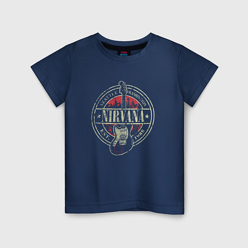 Детская футболка Нирвана ретро / Тёмно-синий – фото 1