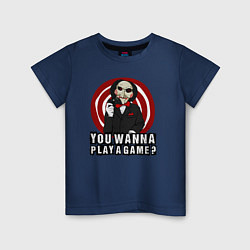 Футболка хлопковая детская You wanna play a game, цвет: тёмно-синий