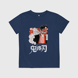 Футболка хлопковая детская Кузнец в маске тэнгу, цвет: тёмно-синий