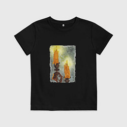 Футболка хлопковая детская Две восковые свечи на подсвечнике, цвет: черный