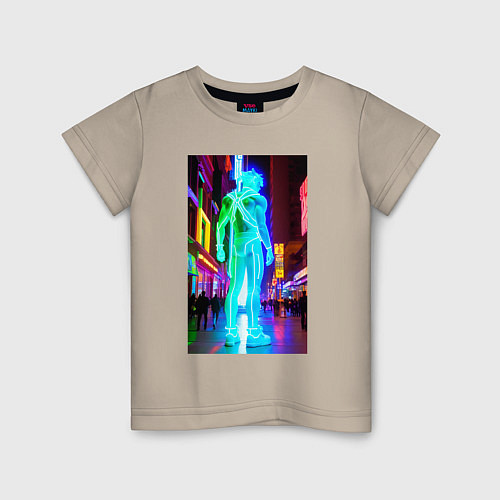 Детская футболка Neon dude in the night city / Миндальный – фото 1