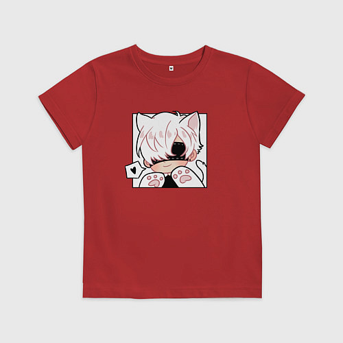 Детская футболка Котик 9S / Красный – фото 1