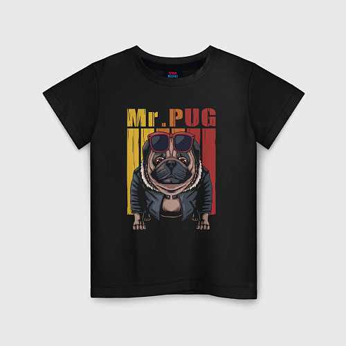 Детская футболка Mr pug / Черный – фото 1