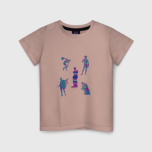 Детская футболка Пять статуй прошлого / Пыльно-розовый – фото 1