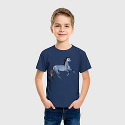 Футболка хлопковая детская Андалузская лошадь, цвет: тёмно-синий — фото 2