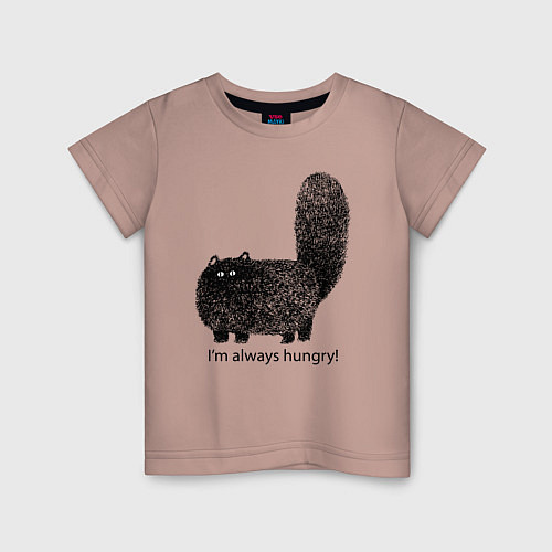 Детская футболка Кот, который всегда голодный - мем / Пыльно-розовый – фото 1