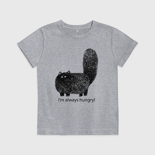 Детская футболка Кот, который всегда голодный - мем / Меланж – фото 1