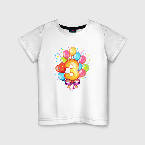Детская футболка День рождения 3 годика / Белый – фото 1