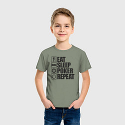 Футболка хлопковая детская Eat, sleep, poker, repeat, цвет: авокадо — фото 2