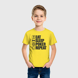 Футболка хлопковая детская Eat, sleep, poker, repeat, цвет: желтый — фото 2