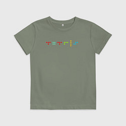 Футболка хлопковая детская Минималистичный дизайн с названием игры Тетрис, цвет: авокадо