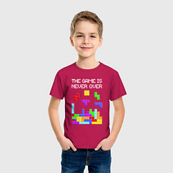 Футболка хлопковая детская Tetris - the game is never over, цвет: маджента — фото 2