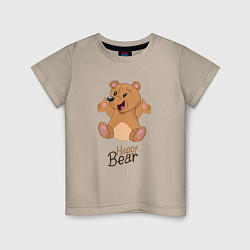 Футболка хлопковая детская Bear happy, цвет: миндальный