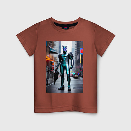 Детская футболка Демон с другой планеты - нейросеть / Кирпичный – фото 1