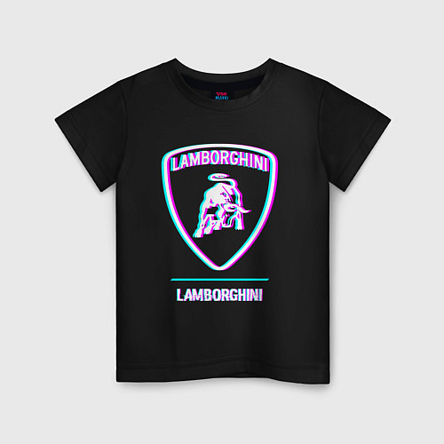 Детская футболка Значок Lamborghini в стиле glitch / Черный – фото 1