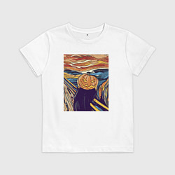 Футболка хлопковая детская Тыква мем, цвет: белый