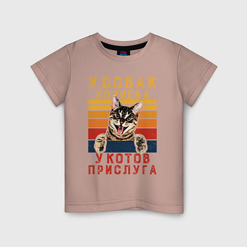Детская футболка Кот в доме хозяин / Пыльно-розовый – фото 1