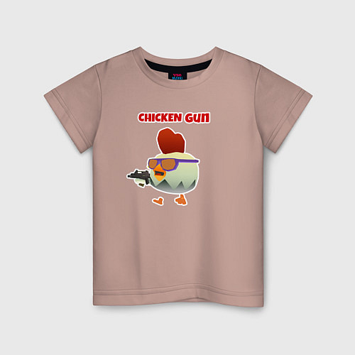 Детская футболка Игра Чикен ган - петушок в очках / Пыльно-розовый – фото 1