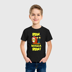 Футболка хлопковая детская Run Маша run, цвет: черный — фото 2