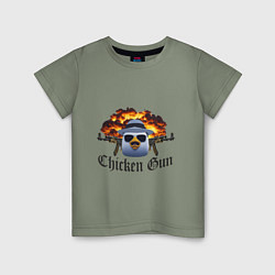 Футболка хлопковая детская Chicken gun game, цвет: авокадо