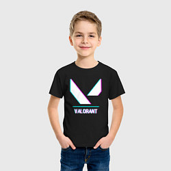 Футболка хлопковая детская Valorant в стиле glitch и баги графики, цвет: черный — фото 2