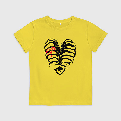 Детская футболка Black ribs with a heart inside / Желтый – фото 1